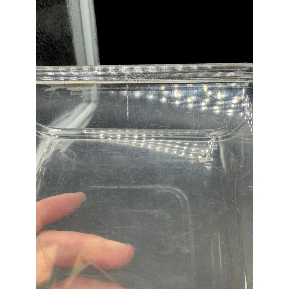 Vntg Clear Plastic Kitchen Canister Tan Lid Rectangular Storage Made‎ Hong Kong